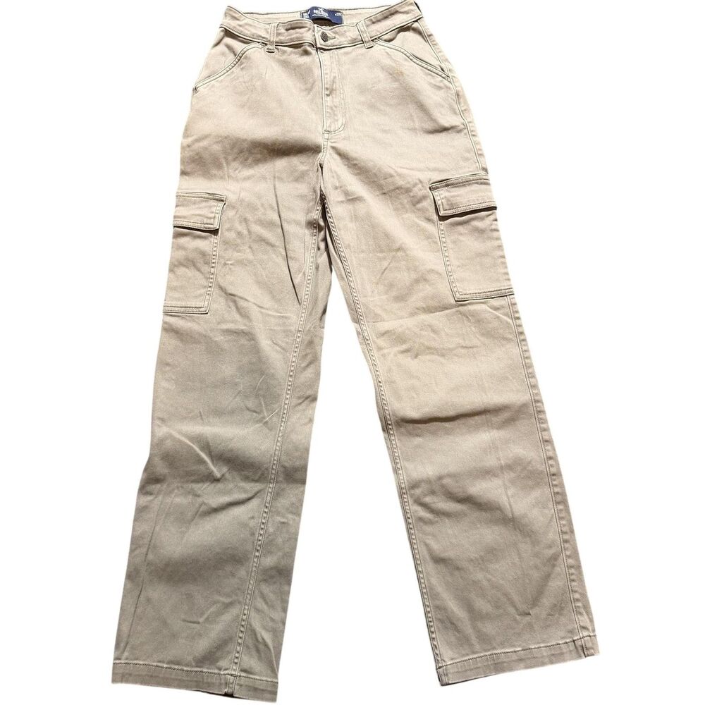 Hollister Ultra High-Rise Dad Cargo Pants Juniors 5R Beige Twill Relaxed
